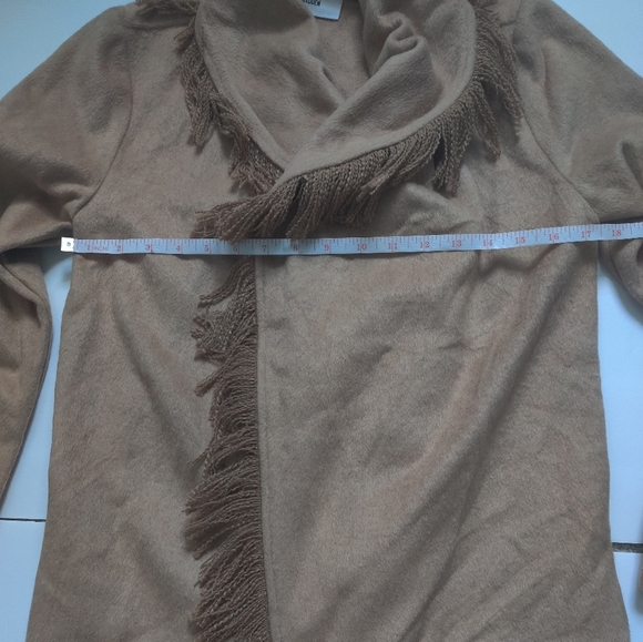 🆕 BB Dakota Steve Madden Beige Tan Suede Western Fringed Trenchcoat Jacket_XS - Picture 8 of 10